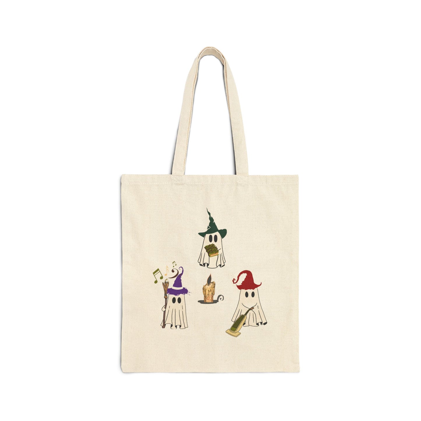 Ghostly Witch Sisters Cotton Canvas Tote Bag