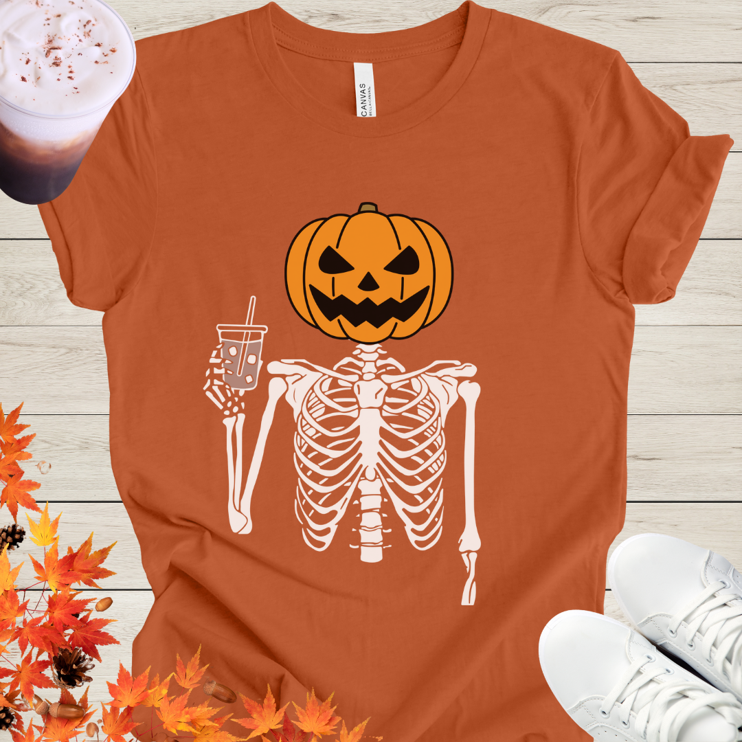 Pumpkin Spice Skeleton Coffee T-Shirt