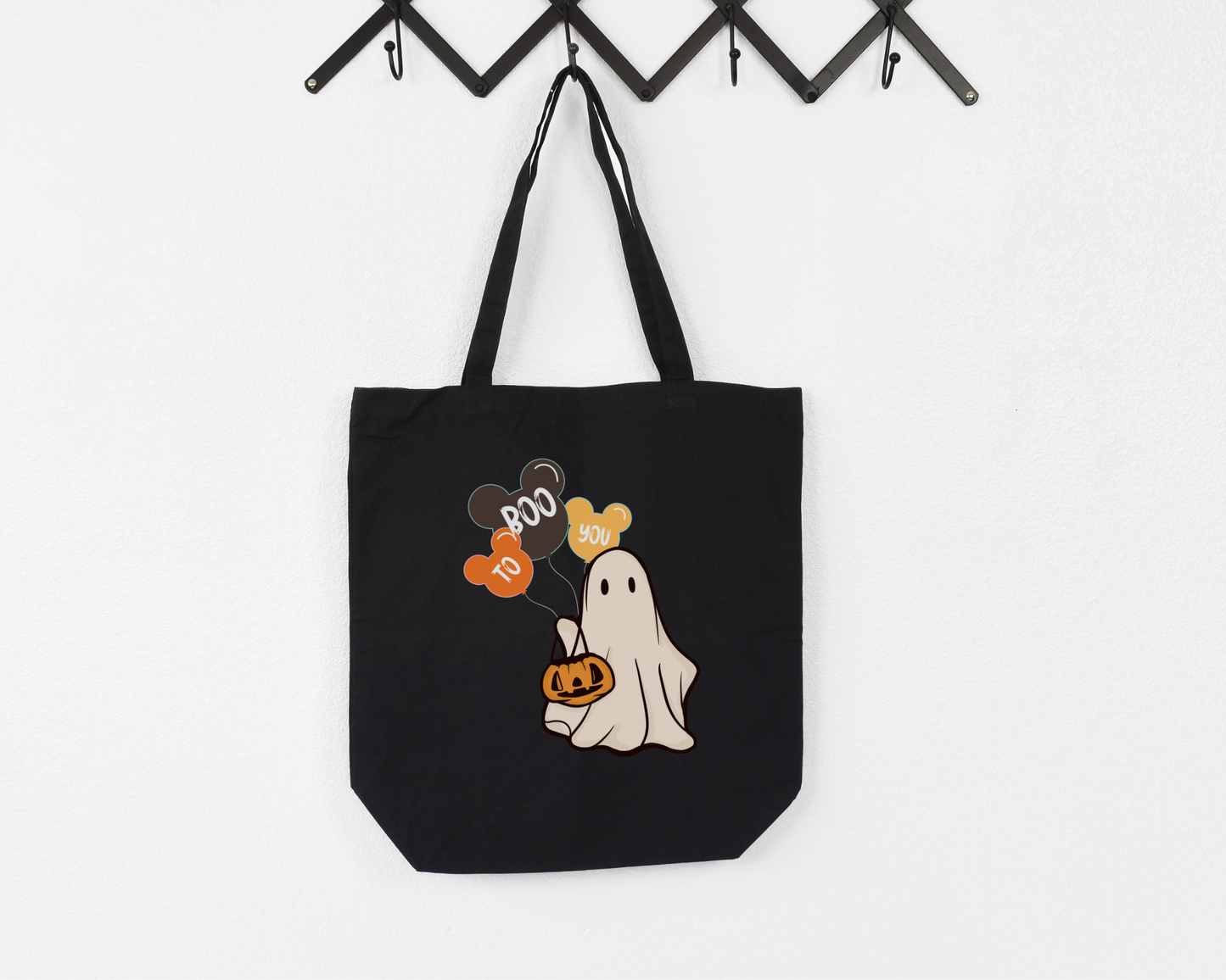 Boo To You Trick or Treat Ghost Cotton Canvas Tote Bag