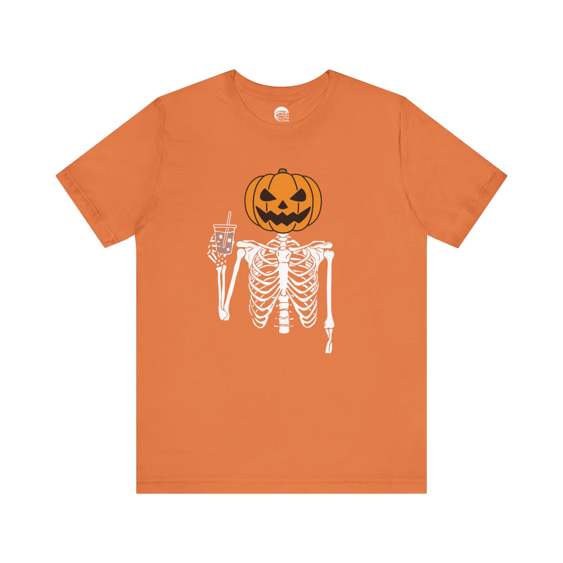 Pumpkin Spice Skeleton Coffee T-Shirt - Cousins Who Geek