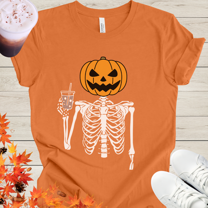 Pumpkin Spice Skeleton Coffee T-Shirt - Cousins Who Geek