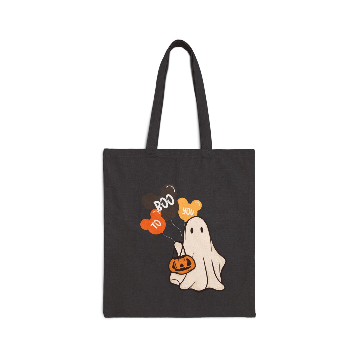 Boo To You Trick or Treat Ghost Cotton Canvas Tote Bag