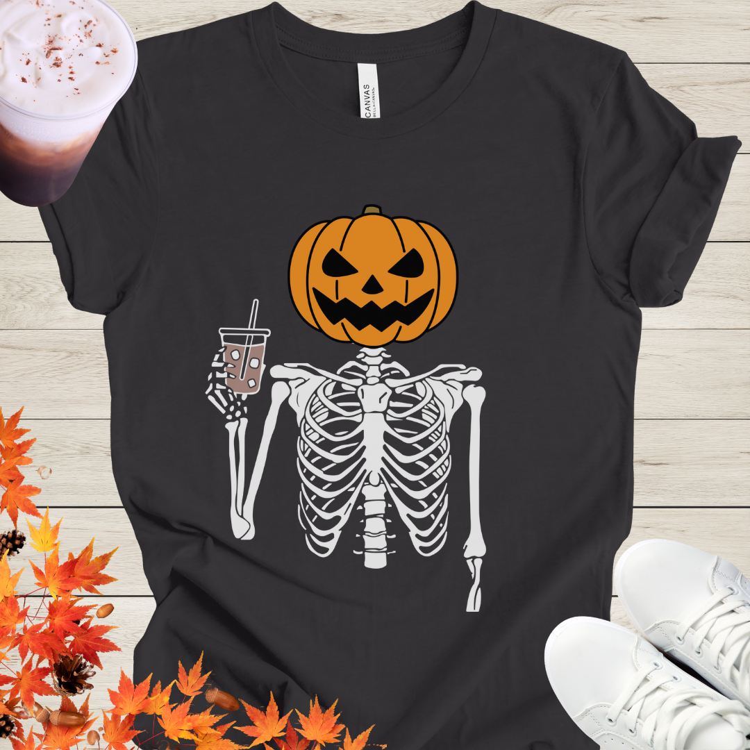 Pumpkin Spice Skeleton Coffee T-Shirt