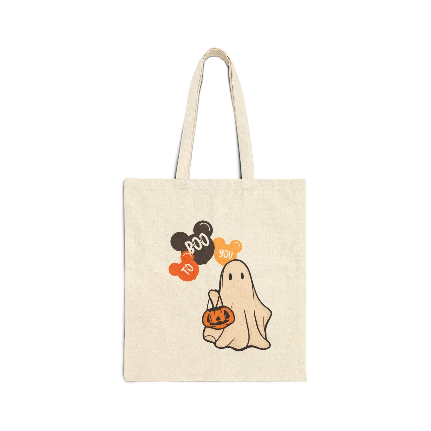 Boo To You Trick or Treat Ghost Cotton Canvas Tote Bag