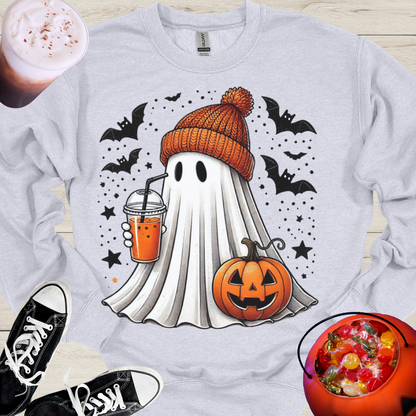 Pumpkin Spice Trick or Treat Ghost Crewneck Sweatshirt - Cousins Who Geek