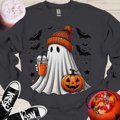 Pumpkin Spice Trick or Treat Ghost Crewneck Sweatshirt - Cousins Who Geek