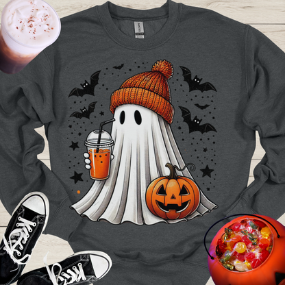 Pumpkin Spice Trick or Treat Ghost Crewneck Sweatshirt - Cousins Who Geek