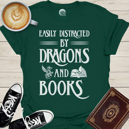 Easily Distracted by Books & Dragons T-Shirt