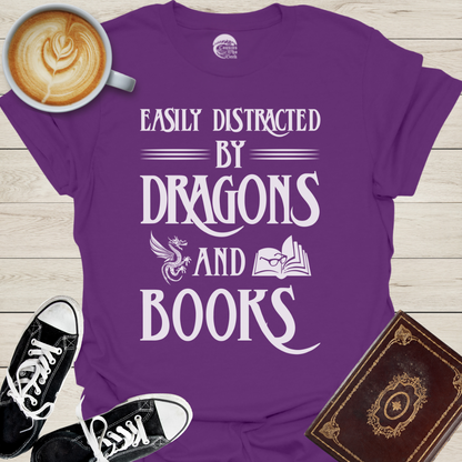 Easily Distracted by Books & Dragons T-Shirt