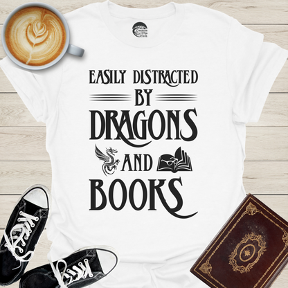 Easily Distracted by Books & Dragons T-Shirt