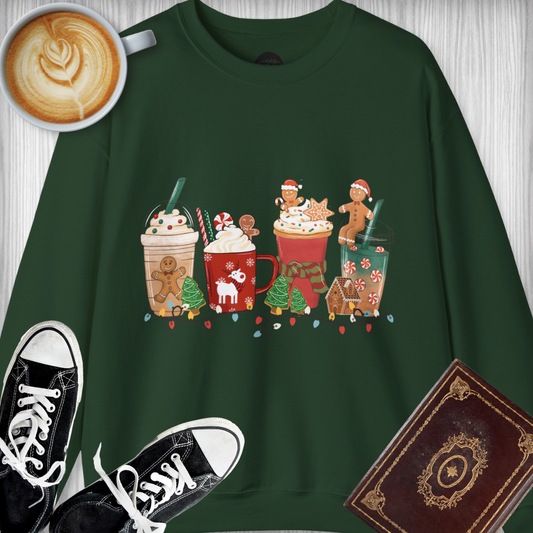 Gingerbread Print Holiday Crewneck Sweatshirt