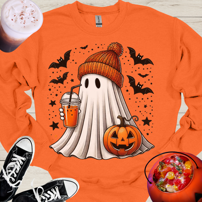 Pumpkin Spice Trick or Treat Ghost Crewneck Sweatshirt - Cousins Who Geek