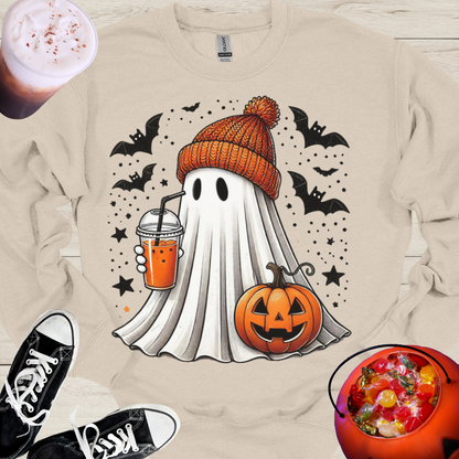 Pumpkin Spice Trick or Treat Ghost Crewneck Sweatshirt - Cousins Who Geek