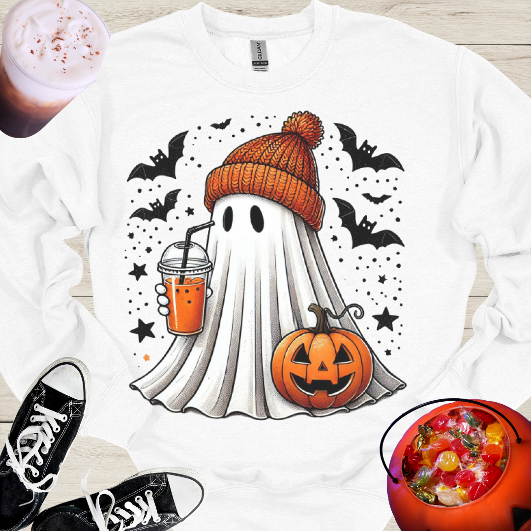 Pumpkin Spice Trick or Treat Ghost Crewneck Sweatshirt